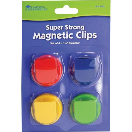 Learning Resources Super Strong Magnetic Clips, 1-1/2" D, 4/PK, Multi LRNLER2692